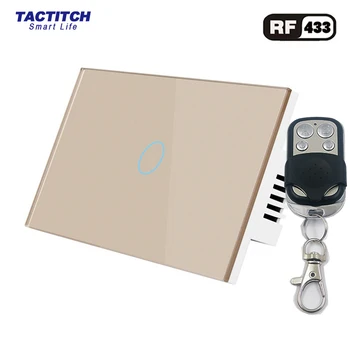 RF wireless touch jungiklis šviesų jungiklis RF433 nuotolinio valdymo 110V, 220V 1/2/3gang Grūdintas stiklas skydas namų sienos lengvo prisilietimo jutiklis