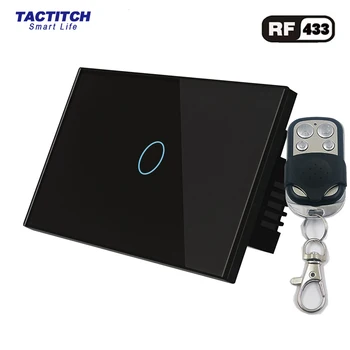 RF wireless touch jungiklis šviesų jungiklis RF433 nuotolinio valdymo 110V, 220V 1/2/3gang Grūdintas stiklas skydas namų sienos lengvo prisilietimo jutiklis