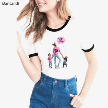 Ropa mujer 2019 super mama marškinėlius moteris, motina ir dukra, ir sūnus, print t-shirt 80s 90s 