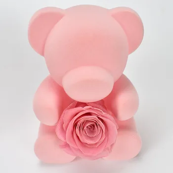 Rožinė Konservuoti Rose meškiuką Dovanų Dėžutėje Rose su Gėlių Širdies Valentino Diena Draugei, Dovana, Namų Puošybai
