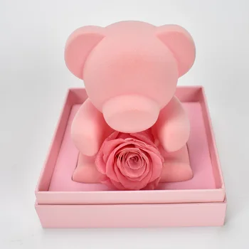 Rožinė Konservuoti Rose meškiuką Dovanų Dėžutėje Rose su Gėlių Širdies Valentino Diena Draugei, Dovana, Namų Puošybai