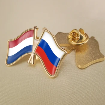 Rusijos Federacijos ir Nyderlandai Kirto Dviguba Draugystė Šaligatvio Atvartas Smeigtukai Sagė Ženkliukai