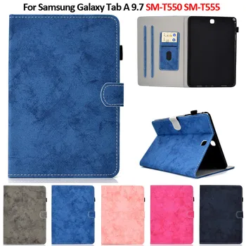 Samsung Galaxy Tab 9.7 Atveju SM-T550 SM-T555 Prabanga Piniginės, Kortelių Lizdai Apsaugos Tablet Funda Samsung Tab 9.7 Dangtis