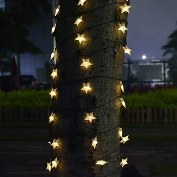 Saulės Led Girlianda Kalėdinė Dekoracija Atostogų Žiburiai Star LED Pasakų Styginių Šviesos Namuose Šalis Vestuvių Lauko Apšvietimas