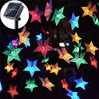 Saulės Led Girlianda Kalėdinė Dekoracija Atostogų Žiburiai Star LED Pasakų Styginių Šviesos Namuose Šalis Vestuvių Lauko Apšvietimas