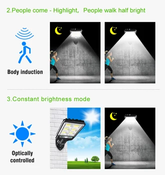 Saulės Sienos Šviesos COB LED Lauko Saulės Vandeniui Gatvės apšvietimo Sodo Infraraudonųjų spindulių Jutiklis Judesio Jutiklis, 