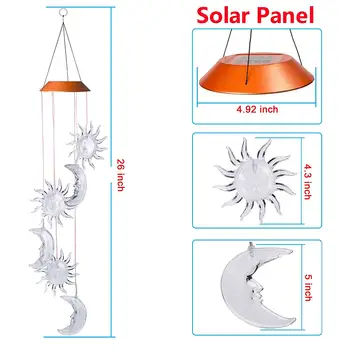 Saulės Šviestuvai Lauko LED Sun & Moon Vėjo Varpeliais, Šviesos Automic 7 Spalvų-Pakeitus Buveinės Sodas, Vaikų Kambarys Šalis Dekoro Naktį Žibintai