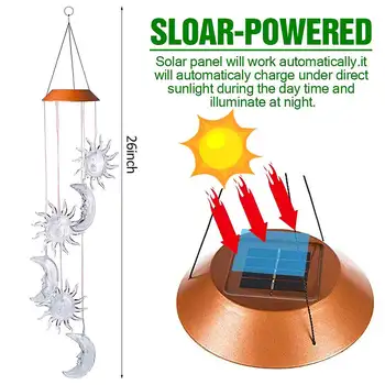 Saulės Šviestuvai Lauko LED Sun & Moon Vėjo Varpeliais, Šviesos Automic 7 Spalvų-Pakeitus Buveinės Sodas, Vaikų Kambarys Šalis Dekoro Naktį Žibintai