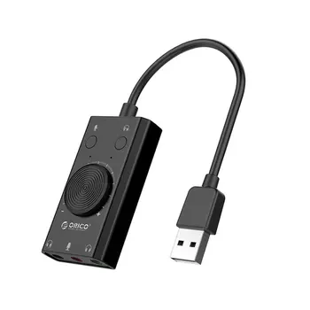 SC2 Išorinė USB Garso plokštė, Stereo Mikrofonas Garsiakalbis 3,5 mm Ausinių Audio jungtis Kabelio Adapteris Perjungti garso Reguliavimo Nemokamai Ratai