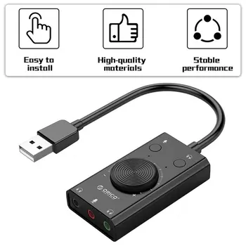 SC2 Išorinė USB Garso plokštė, Stereo Mikrofonas Garsiakalbis 3,5 mm Ausinių Audio jungtis Kabelio Adapteris Perjungti garso Reguliavimo Nemokamai Ratai