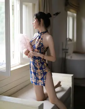 SEXYE Naujas Seksualus apatinis Trikotažas Skraiste Suknelė Moterims Cheongsam Erotiniai Kostiumai Nėrinių Sleepwear Pižamą Seksualus G String Kinijos Sleepwear