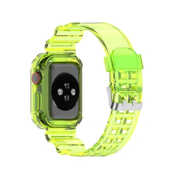 Silikonas Skaidrus Ledynas Diržu, Apple Watch Band 38/40/42/44mm Apyrankę Su Rėmu iwatch SE Smartwatcch Watchband