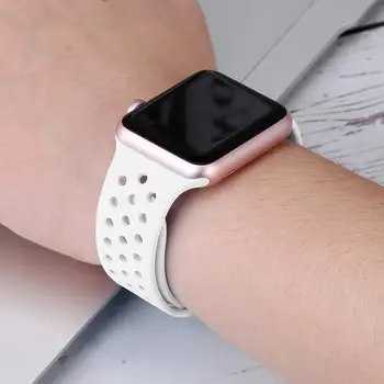 Silikono Sporto Diržu, Apple Watch Band 42mm 38mm Kvėpuojantis Gumos Juosta 