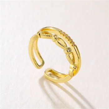 SIPENGJEL Mados Kubinis Cirkonis Paprasta korėjos Aukso Žiedus Geometrinis Derliaus Atidaryti Žiedai Moterims Vestuvių Papuošalai