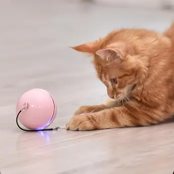 Smart Interaktyvi Katė Žaislas Kamuolys spalvotu LED Savaime Sukasi Kamuolys Su Katžolių Bell Plunksna, USB Įkrovimo Katė Žaislas Kamuolys