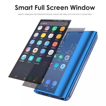 Smart Veidrodis, Flip Case For Huawei P8 Lite 2018 Atvejais Etui Odinis Telefono Dangtelis Huawei P8Lite 2018 P8 Lite2018 Magnetinio Atveju