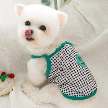 Smiley diržas mažylis drabužius plona liemenė vasaros Teddy šuniukai yra labiau mielas ir madingas kaip panda pet pavasario ir rudens drabužiai