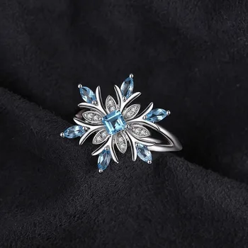 Snaigės Originali Mėlyna Topazas safyras Šviečia cirkonis Žiedas 925 anillos Sidabro Mados Žiedai Moterims Kalėdų Dovana Papuošalų Rinkinys