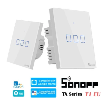 SONOFF TX T1 ES Wifi Smart Switch Touch Screen ON/OFF 433Mhz RF Voice 