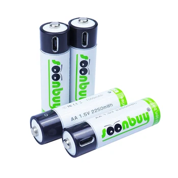 Soonbuy 1,5 V USB AA Baterijos 2550mwh 1500 mah li-ion talpa li-polimero ličio polimero USB įkrovimo kabelis usb baterija