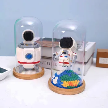 Space Serijos SS Mielas Astronautas Micro Blokai Astronautas Modelio su Ekrano Lange LED Šviesos Diamond Mini Plytų Žaislai Vaikas