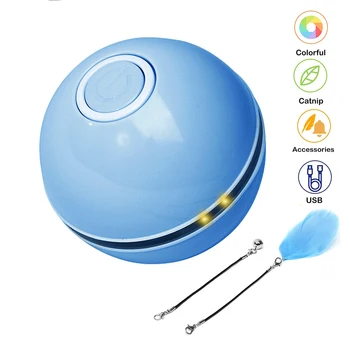 Spalvinga LED Smart Elektros Kačių Žaislą Magic Roller Ball USB Interaktyvus Žaislas Kamuolys Valcavimo Flash Kamuolys Pet Žaislas Elektrinis Besisukantis Žaislas