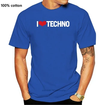 Spausdinti Atsitiktinis I Love Techno tee marškinėliai berniukui, mergina Unisex Gamtinių vyrų tshirts Įgulos Kaklo trumpomis Rankovėmis įrengtas Aukščiausios Kokybės