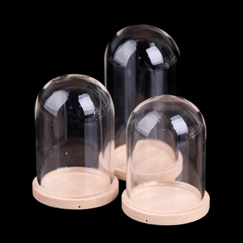 Stiklo Gėlių Ekrano Cloche Bell Jar Dome Nemirtingas Išsaugojimas + Mediniais Everlasting Flower Stiklo Dangtis Namų Dekoro Vazos