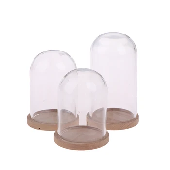 Stiklo Gėlių Ekrano Cloche Bell Jar Dome Nemirtingas Išsaugojimas + Mediniais Everlasting Flower Stiklo Dangtis Namų Dekoro Vazos