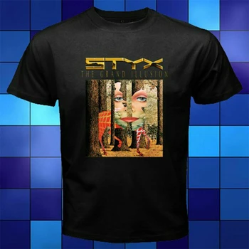 Styx Didžioji Iliuzija Roko Grupė Black VYRIŠKI T-Shirt Dydis S-Xxl Streetwear Tee Marškinėliai