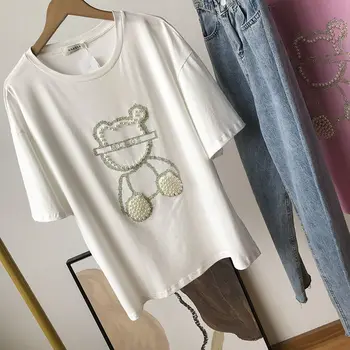 Sunkioji Pramonė Karšto Gręžimo ir Duobute trumparankoviai marškinėliai Moteriška Lokys 2021 Naujas Puse rankovėmis Dizaino Prasme Nišą Vasaros