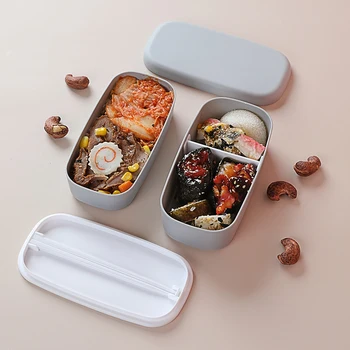 Sveikos Medžiaga, Pietūs Lauke 2 Sluoksnis Kviečių Šiaudų Bento Dėžutes, Mikrobangų Krosnelė, Indai Maisto Produktams Laikyti Maisto Konteineryje Lunchbox Bakas