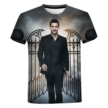 T Shirt Mens 2021 TV Šou Liuciferis Negabaritinių Marškinėliai Camisetas Hombre 3D Spausdinimo Mados Atsitiktinis Harajuku Trumpas Rankovėmis Tee Viršūnės