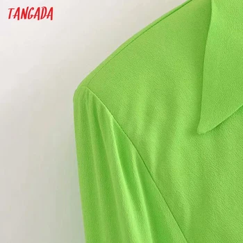 Tangada 2021 Mados Moterų Žalia Peties, Pagalvėlės, Marškinėliai Suknelė Mygtukai Derliaus ilgomis Rankovėmis Ponios Mini Suknelė 3H721