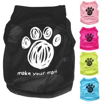 Thin Dog Footprint Footprints Breathable Pet Vest Leisure Puppy Summer Clothes Cat Clothes Letters Multicolor Pet Accessories