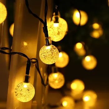 TPGEBO Saulės Lempos Krištolo Rutulį LED String Apšvietimas Vandeniui Pasakų Girliandą Lauko Sodo Kalėdų, Vestuvių Dekoravimas