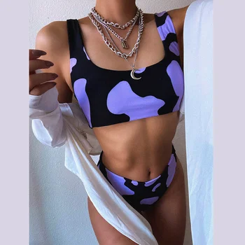 Traje De Bikini Ropa Interjero Seksualus Sujetador Braga Conjunto De Bikini Con Estampado De Vaca Para Mujer Ropa De Bano Bikini Komplektas