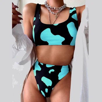 Traje De Bikini Ropa Interjero Seksualus Sujetador Braga Conjunto De Bikini Con Estampado De Vaca Para Mujer Ropa De Bano Bikini Komplektas