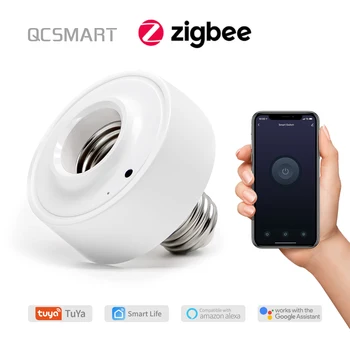 Tuya Smart Gyvenimo ZigBee 3.0 Lempos Laikiklis E27 Led Lemputės Laikmatis Įjungti 