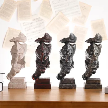 Tyla Abstrakčių Skulptūrų Mąstytojas Statula Ramioje Prašome Veido Statulėlės Namų Biuro Dekoras Tyla-Auksas Dervos Rankų Darbo Skulptūros