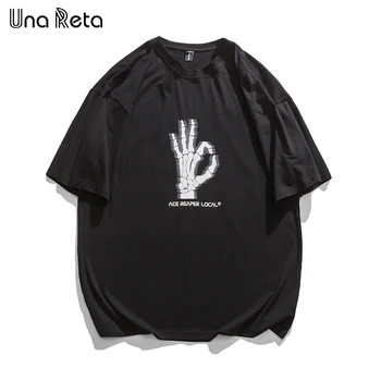 Una Reta Vyrų T-Shirt Streetwear Hip-hop Kaulų pirštais GERAI, print T Shirt Harajuku Atsitiktinis 2021 Naujas Trumpas Rankovės Pora Vasaros Marškinėlius