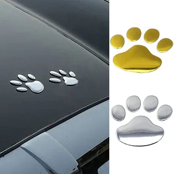 Universalus 3D Automobilių Lipdukas Sidabro/Aukso ST Langą Bamperis Kūno Lipdukas Lipdukas Bear Cat Šuns Leteną Koja 