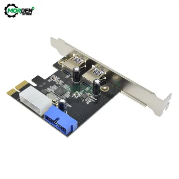 USB 3.0 PCI-e Adapterį 2 Port USB PCIE Priekinis Skydelis 20Pin 4Pin Molex Maitinimo USB3.0 Hub 