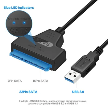 USB 3.0 SATA 3 Kabelis Sata į USB 3.0 Adapteris, Iki 6 Gb / s Paramos 2.5 Colio Išorinis HDD SSD Kietąjį Diską 22 Pin Sata III Kabelis