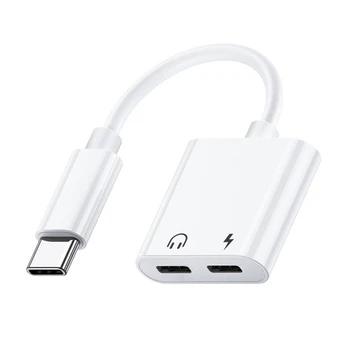 USB C Splitter Garso ir Įkrovimo 2-in-1 USB C Tipo Ausinės ir Įkroviklis Adapteris Paramos Greito Įkrovimo Suderinamas su 