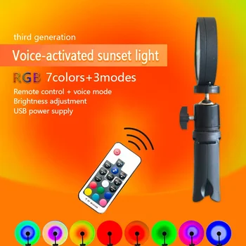 USB RGB Saulėlydžio Projektoriaus lempa Led Naktį Saulės Šviesos Projekcija, Stalo Lempos, Miegamojo Baras Kavos Parduotuvė Sienų Apdailai Apšvietimas
