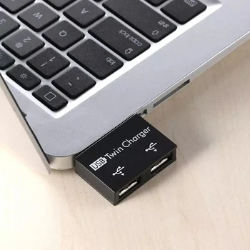 USB2.0 Malė į Twin Įkroviklis Dual 2 Port USB Skirstytuvo Hub Adapteris Keitiklis Įkrovimas USB Laido Kištukas NEŠIOJAMAS KOMPIUTERIS