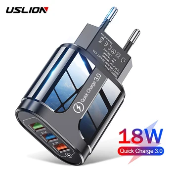 USLION 3 USB Greitas Įkroviklis Greitai Įkrauti 3.0 Sienos Mobilųjį Telefoną, Planšetinį kompiuterį Įkrovikliai iPhone 12 