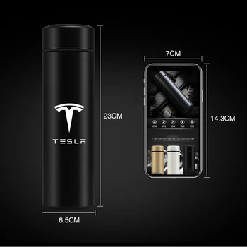 Už Tesla Modelis 3 Modelis X Modelis Y Cybertruck Nerūdijančio Plieno Vakuuminės Kolbos Smart Virdulys LCD Ekranas Temperatūros Kelionės Kavos Puodelio