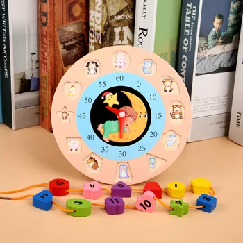 Vaikų Mediniai Numeris Formos Porą Laikrodis Zawalcowany Mokymosi, Pažinimo Montessori Ankstyvojo Ugdymo Švietimo Žaislai